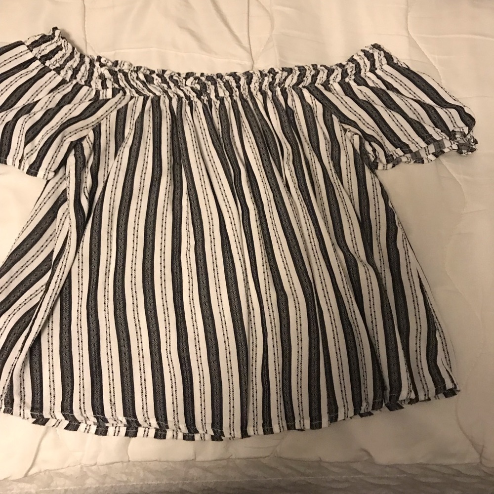 Striped off the shoulder top size M